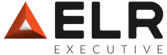 The logo for aelr executive has an orange triangle in the middle.