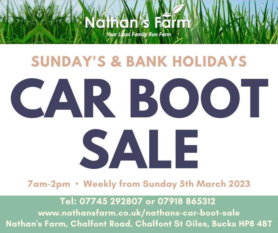 A promotional leaflet for a upcoming car boot sale