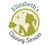 A logo for elizabeth 's cleaning services shows a woman spraying a spray bottle