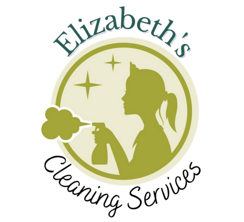 A logo for elizabeth 's cleaning services shows a woman spraying a spray bottle