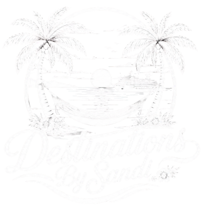 Destinations By Sandy white logo