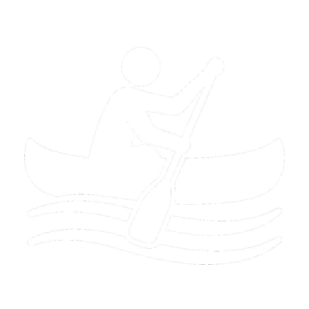 Two people paddling a canoe on water.