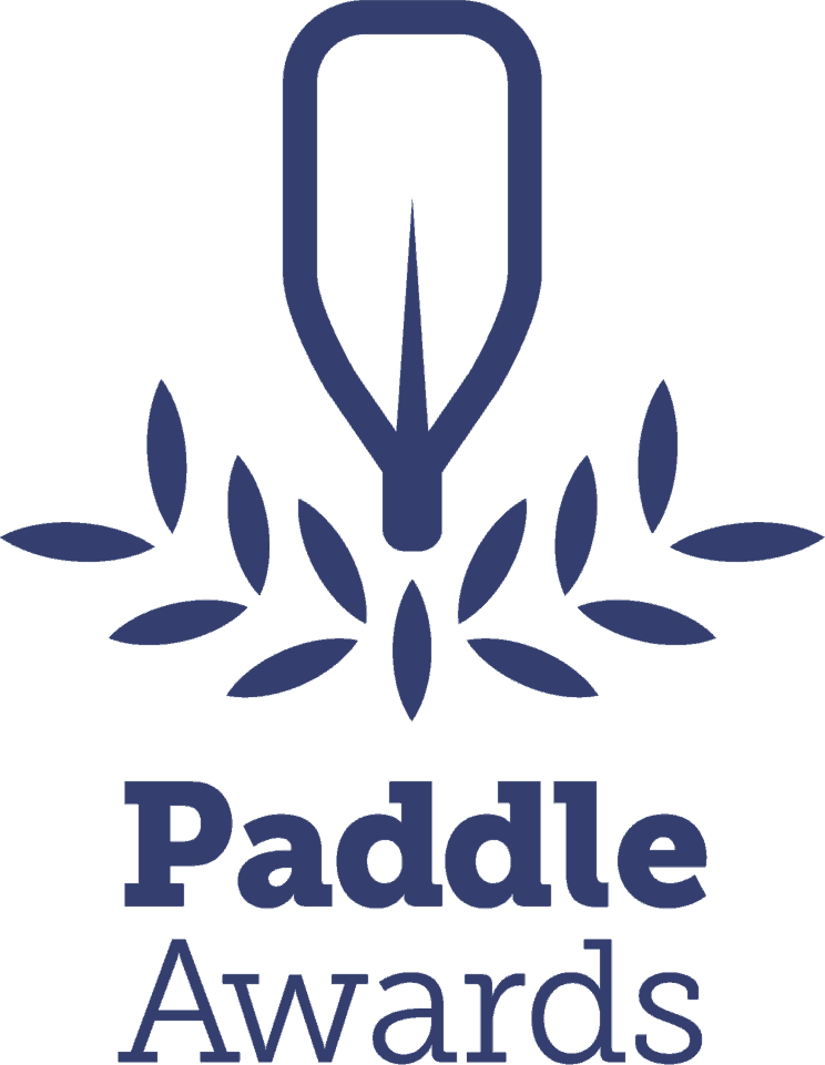 The logo for the paddle awards has a paddle and leaves on it.