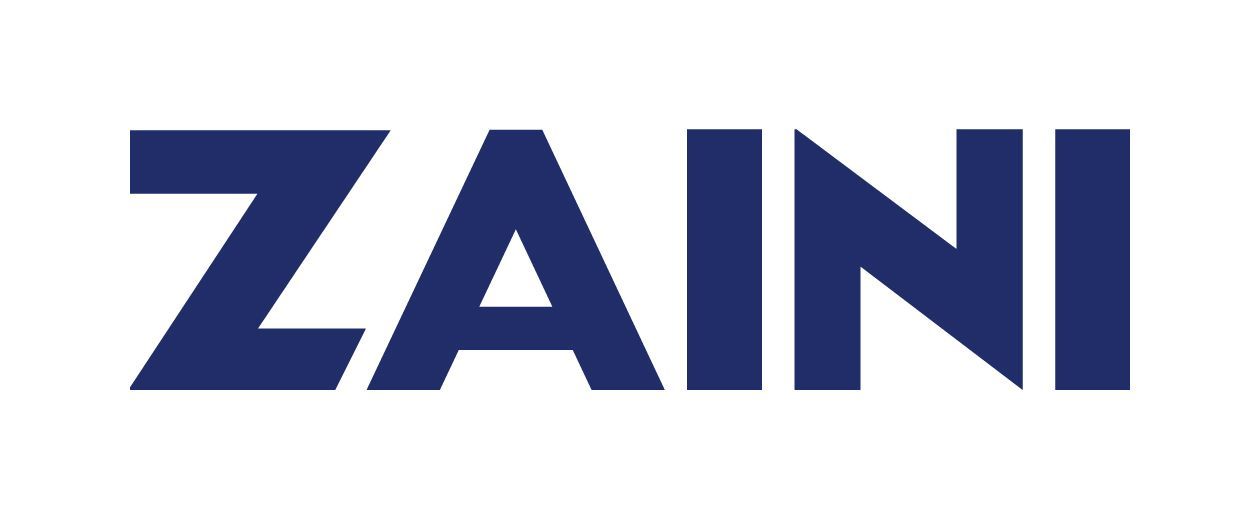 The logo for Zaini, a company whose name is written in bold, dark blue letters. The