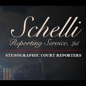 Logo for Schelli Reporting Service, Ltd. with the words