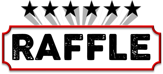 A sign that says raffle with five stars on it