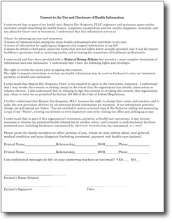 HIPAA Consent Form | Baptist Eye Surgeons