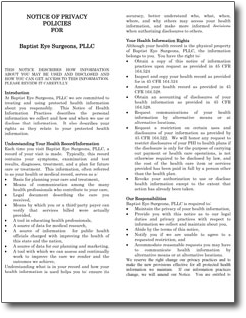 Notice of Privacy Policy | Baptist Eye Surgeons