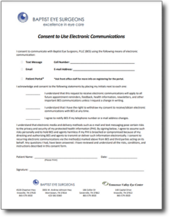 Consent to Use Electronic Communications | Baptist Eye Surgeons