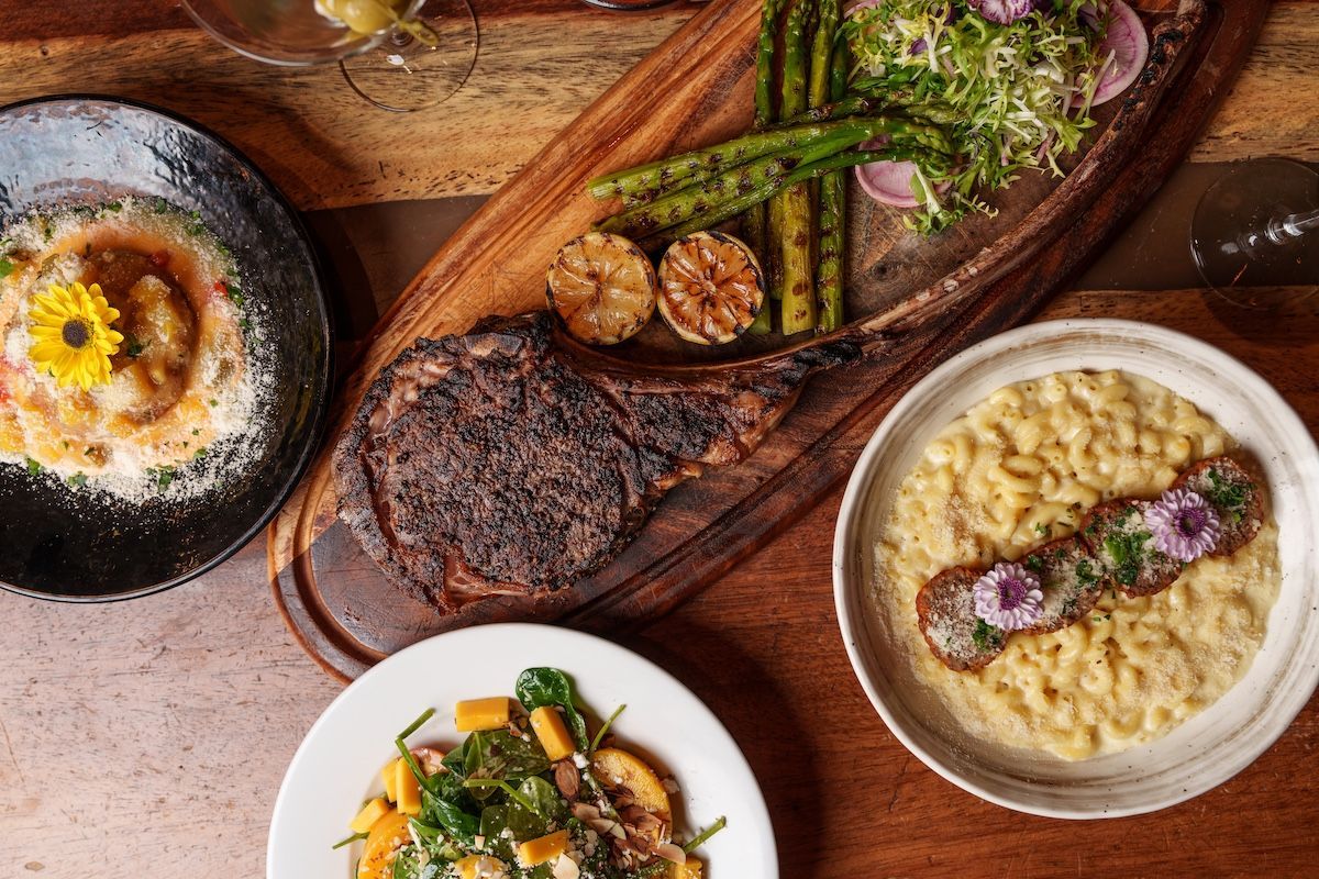 There are many different types of food on the table.