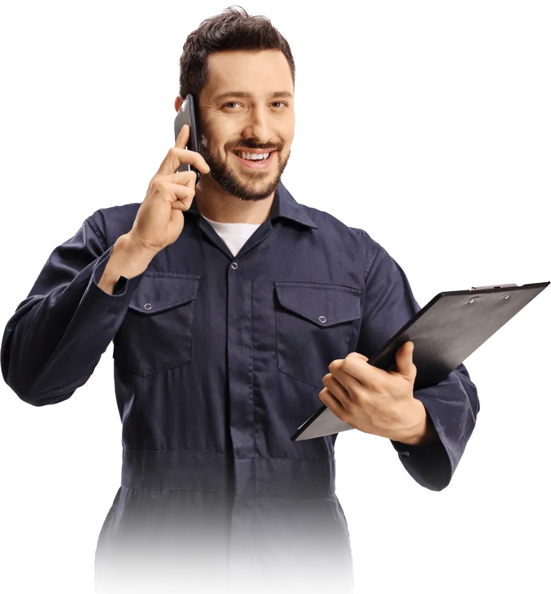 male worker in a blue uniform