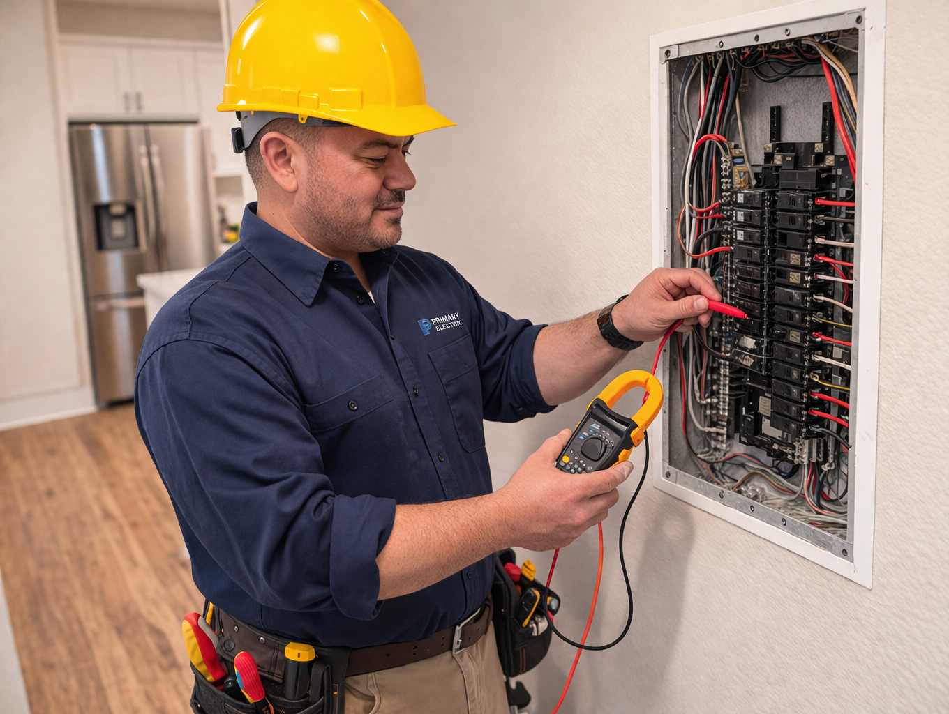 A person is fixing an electrical outlet with a screwdriver.