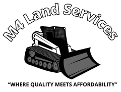 M4 Land Services logo with a bulldozer and tagline "Where Quality Meets Affordability."