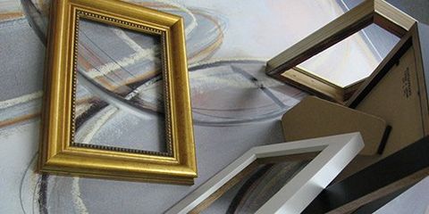 View of readymade frames with stand backs