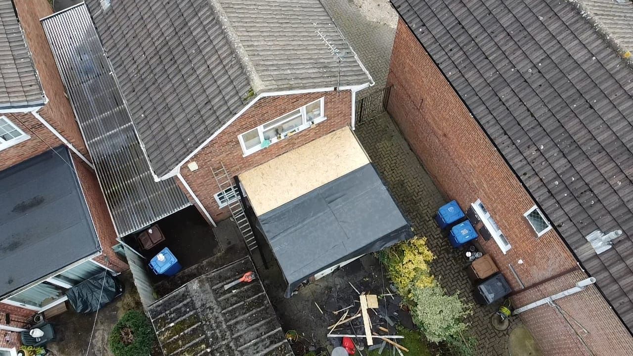 A picture of work on a flat roof replacement extension in Leeds by Hightop Roofers Leeds