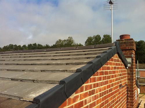 Picture of a dry verge installed on the gable end of a bungalow by roofers Leeds