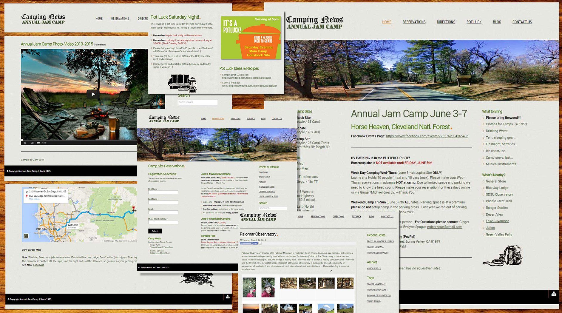 Camping website pages