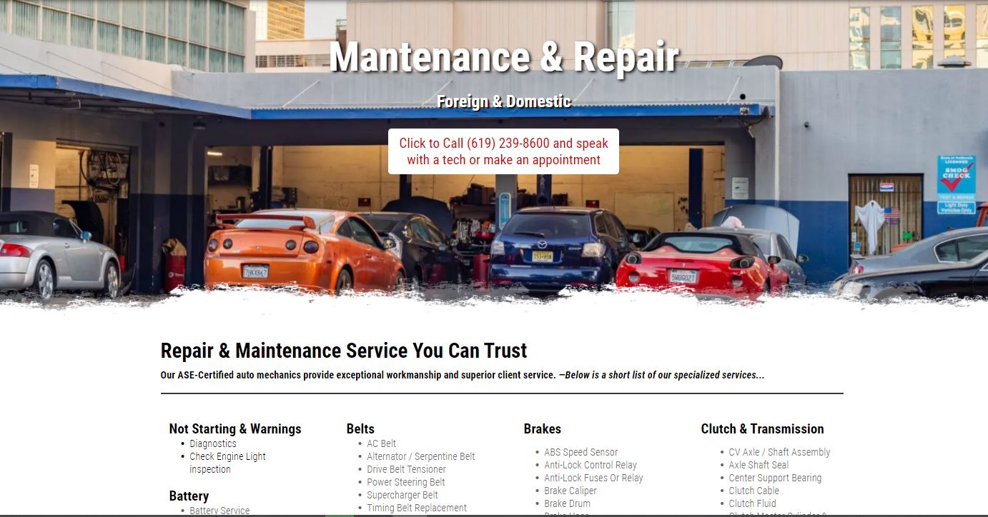 Automotive maintenance and repair services