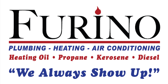 Logo for Furino, a plumbing, heating, and air conditioning service. It also lists heating oil, propane, kerosene, and diesel.