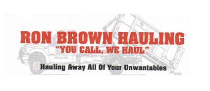 Ron Brown Hauling logo with red text and a truck graphic. 