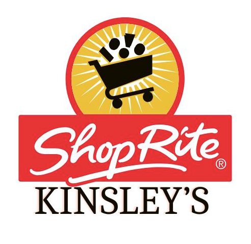 ShopRite Kinsley's logo: shopping cart above red rectangle with 