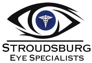 Logo: Stylized eye with medical symbol center; 