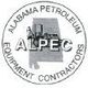 A black and white logo for alabama petroleum equipment contractors.