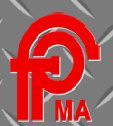 A red logo with the letter p on a gray background.