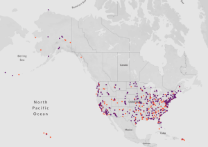 A map of the united states and the north pacific ocean