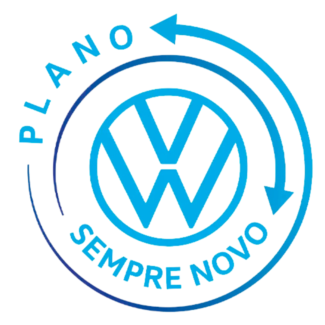 uma logo azul volkswagen escrito seminovo