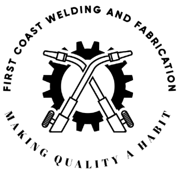 First Coast Welding and Fabrication logo: crossed welding torches over a gear, text