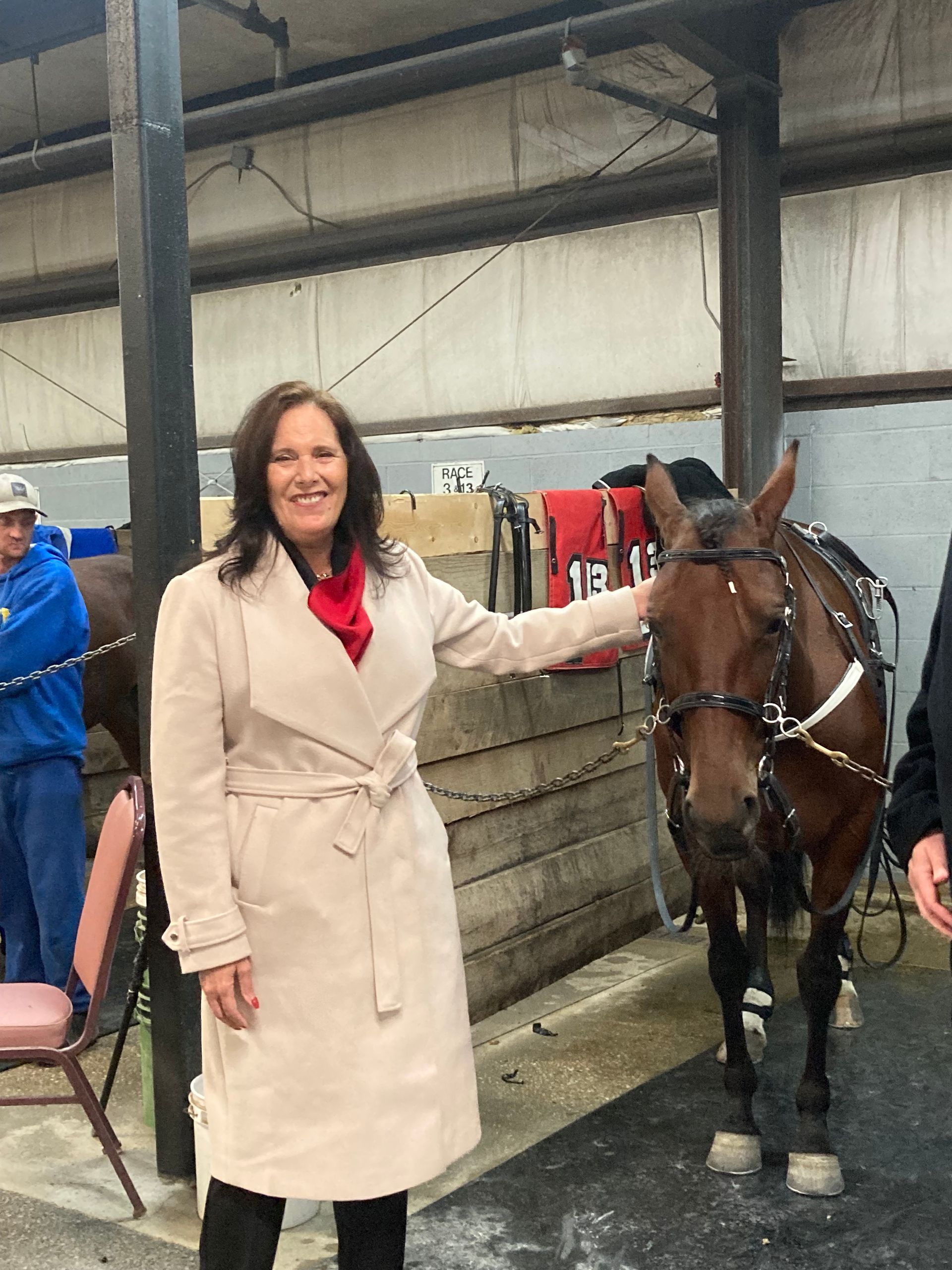 Senator Hoffner with a bridled horse