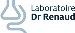 The logo for laboratoire dr renaud has a snake on it.