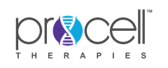 The logo for procell therapies is blue and purple