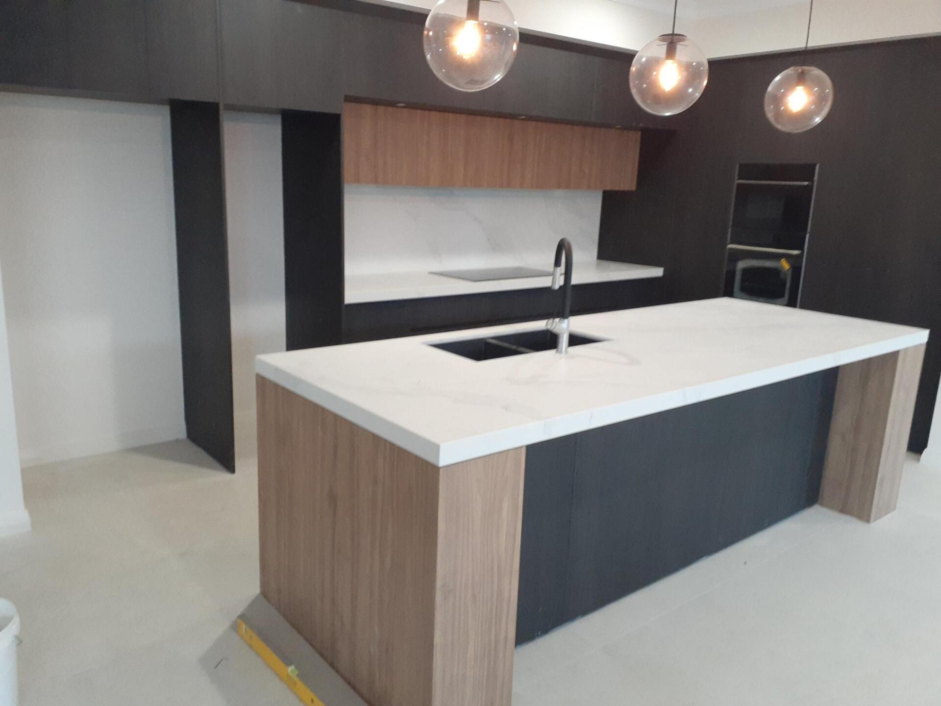 Black and White Themed Kitchen - Custom Granite In Darwin