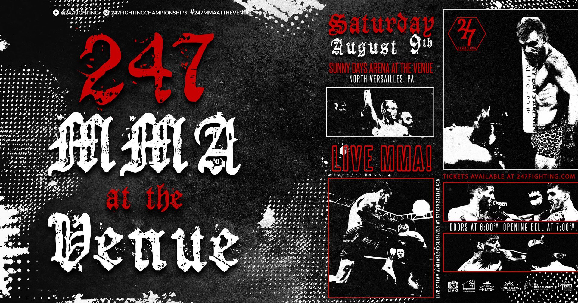 247 MMA at the Venue on August 9 – featuring Khama Worthy vs Luis Peña in North Versailles, PA