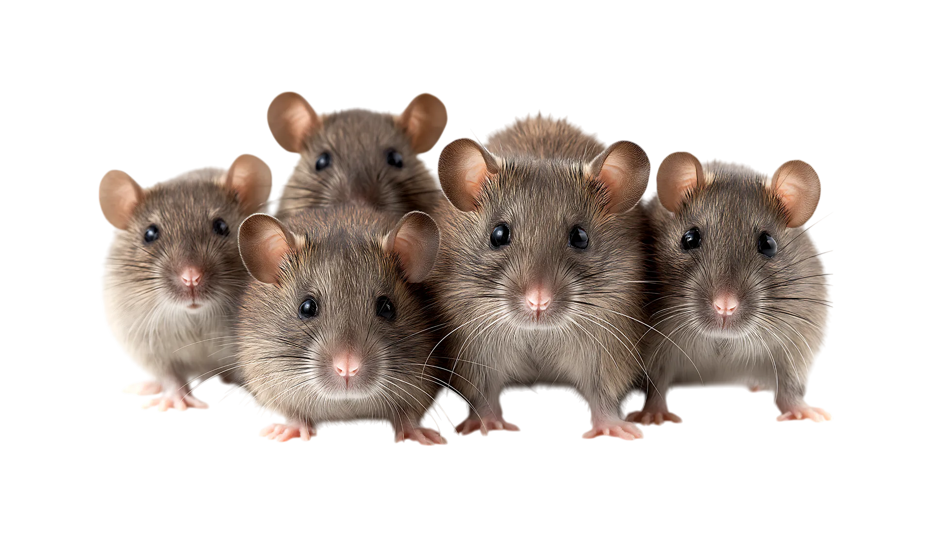 Cinq souris grises, blotties les unes contre les autres, regardaient devant elles.