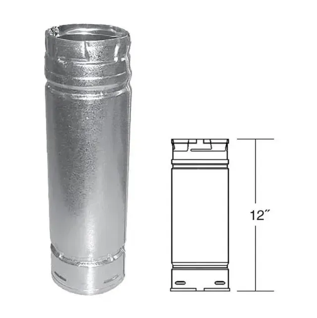 Silver cylindrical container shown next to a 12-inch technical line drawing