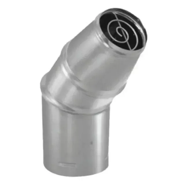 Silver metal ventilation duct elbow fitting with angled top opening