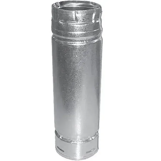 Silver metal cylindrical pipe fitting with ridged ends on a white background