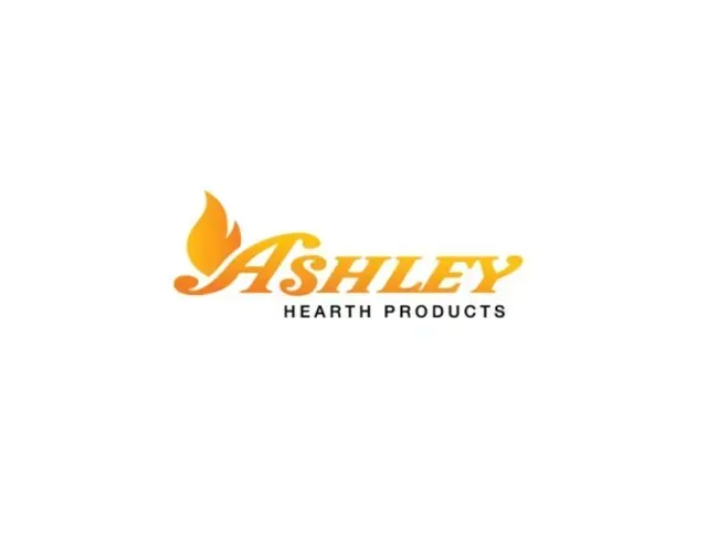 Ashley Hearth Products logo with orange flame icon on white background