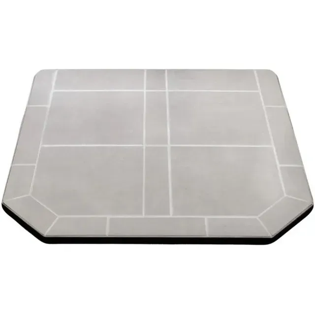 Gray octagonal tiled mat with white grid lines on a white background