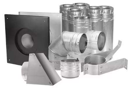 HVAC duct fittings and metal vents, including round, square, and elbow connectors