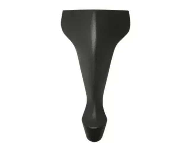 Black plastic clip or tool with a wide top and tapered handle on a white background