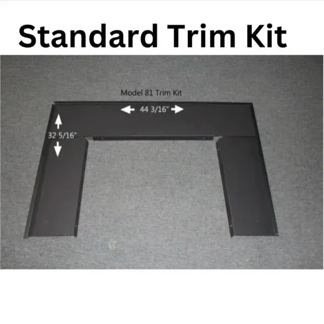 Black U-shaped standard trim kit with dimensions labeled on a gray background.