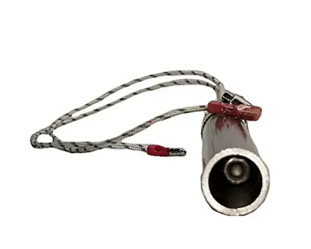 Small silver cylindrical object with a braided lanyard and red accent, shown on a white background