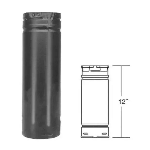 Black cylindrical canister shown beside a 12-inch technical line drawing.
