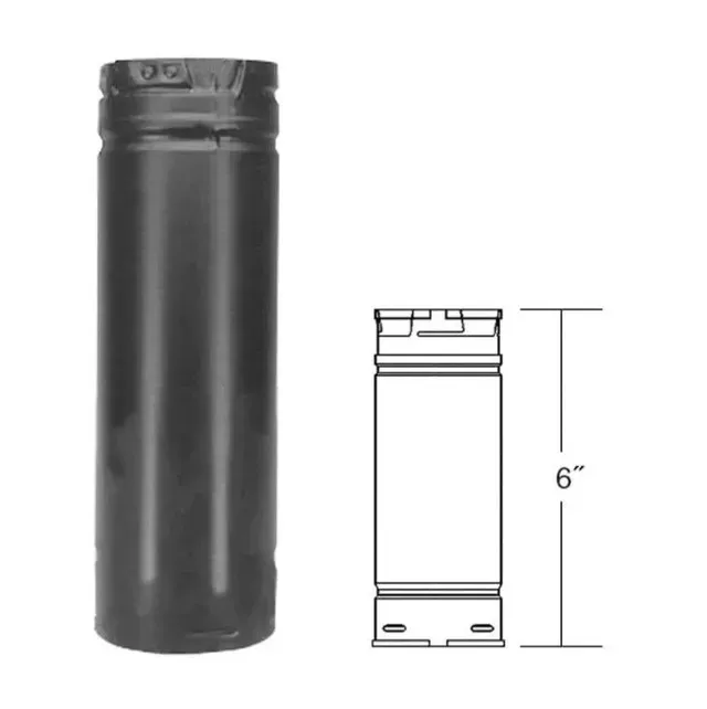 Black cylindrical bottle shown beside a 6-inch dimension sketch