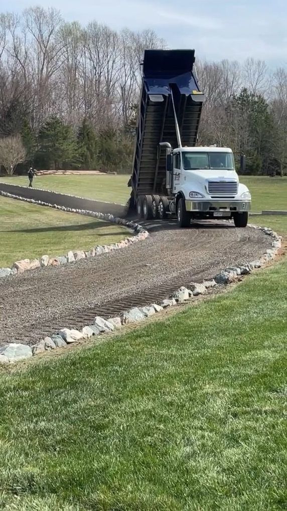 dump truck, gravel driveways, hauling, clearing and grading service
