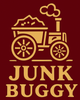Junk Buggy logo: Yellow steam-powered tractor cart with debris, text on maroon background.